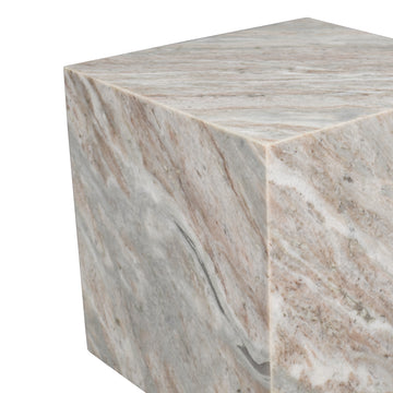 Felix 15" Contemporary Natural Marble Handmade Cube End Table - JONATHAN Y